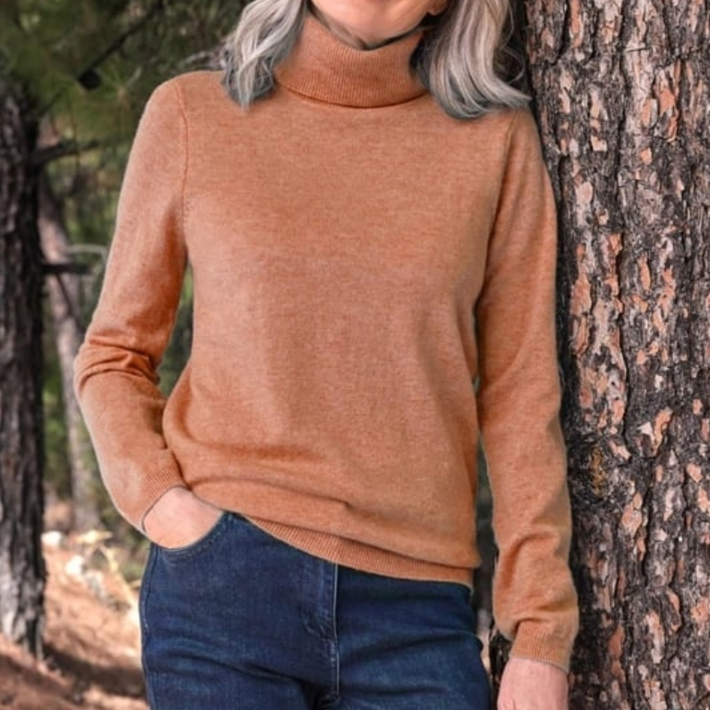 NEW Woolovers Cashmere & Merino Fitted Turtle Neck Polo Knitted Sweater Sz Small